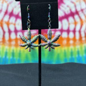 Rainbow Pot Leaf earrings (Large)