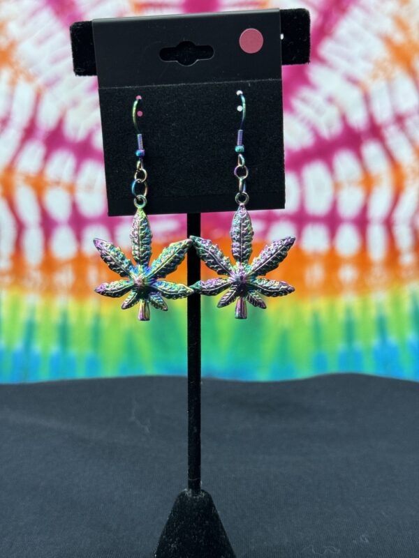 Rainbow Pot Leaf earrings (Large)