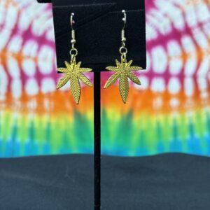 Gold Pot Leaf earrings (Small)